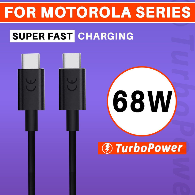 Motorola WAALZOX USB Type C Cable 3 A 1 m 68 W / 3 A Turbo Power Super Fast Type C To Type C Data Cable(Compatible with Motorola Edge 50 Fusion, Edge 50 Neo, Edge 50, Edge 40, Edge 40 Neo, Black, One Cable, USB Type C To USB Type C, 100 W) - Flipkart Deal