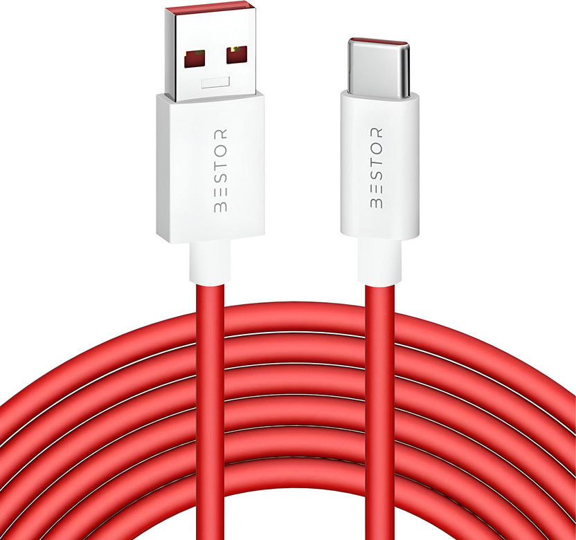 Bestor USB Type C Cable 1 m 20W Fast Charging, USB-A to USB-C(Compatible with MOBILE, LAPTOPS, TABLET, COMPUTER, Red&White, One Cable)