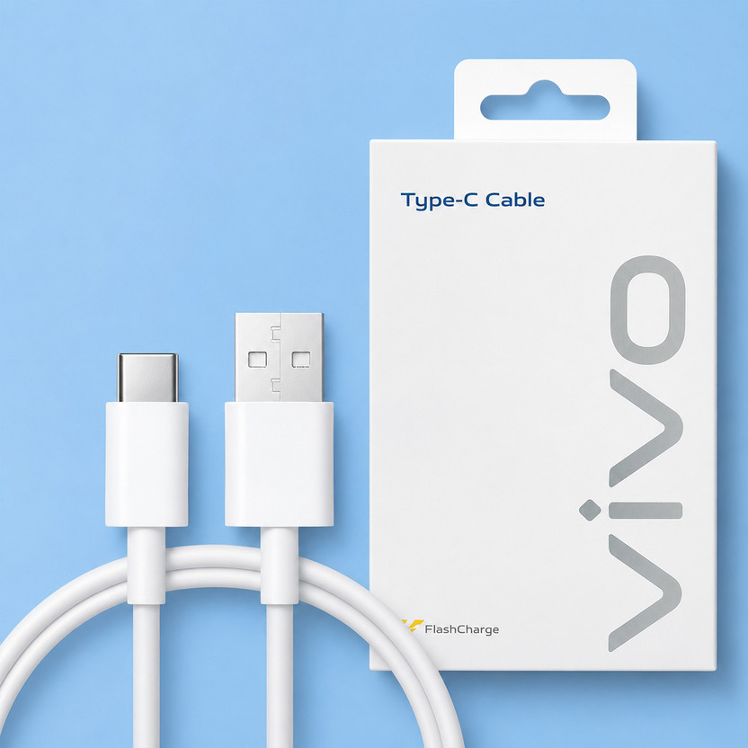 vivo USB Type C Cable 3 A 1 m Aluminum USB Type C 65W PD Charging Cable 480Mbps(Compatible with USB Type-C compatible devices., White, One Cable, USB Type A To USB Type C, 65 W)