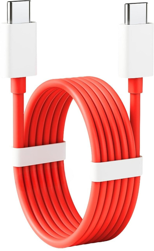OnePlus USB Type C Cable 1 m Type C to Type C Supervooc Cable(Compatible with Oneplus 100W Warp Supervooc, Red, White, One Cable)