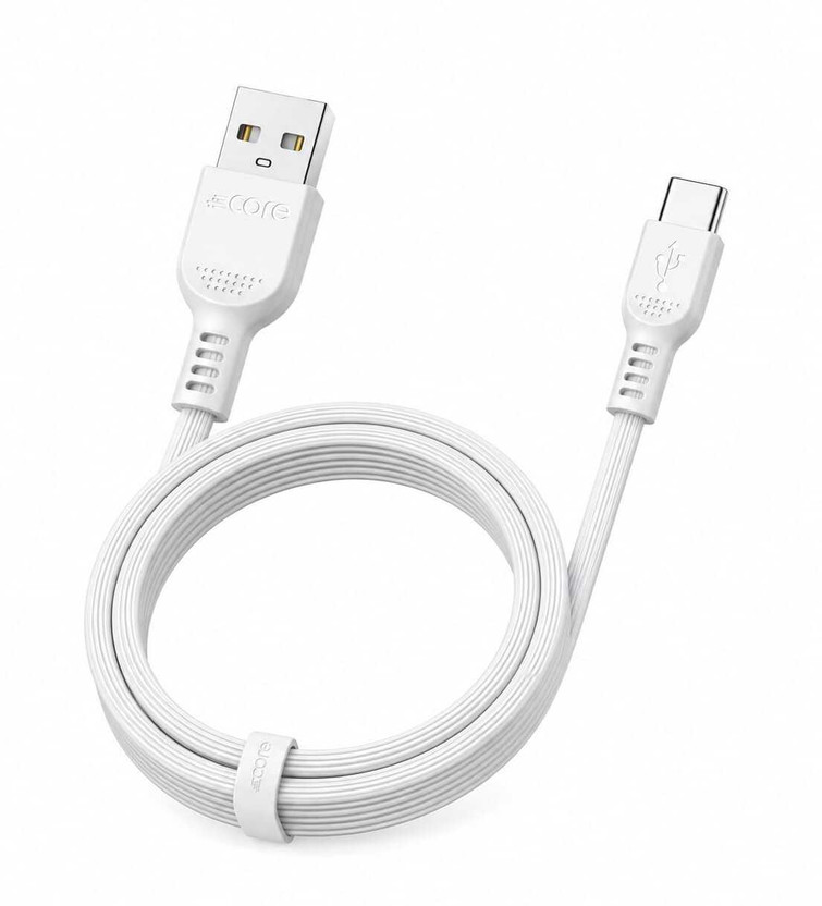 CORE USB Type C Cable 8 A 1 m CC-25 45W(Compatible with MOBILES, LAPTOPS, White, Pack of: 2, USB Type A To USB Type C, 65 W)