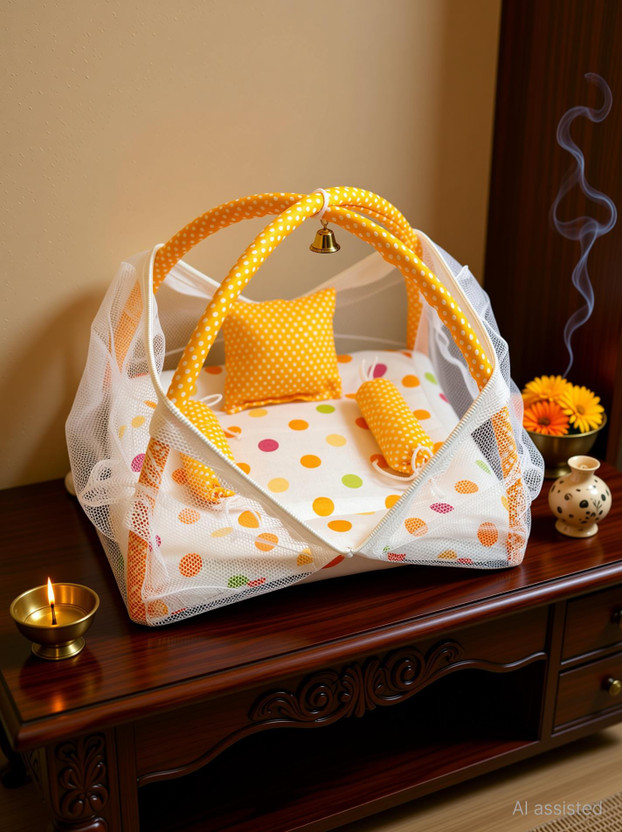 KAMAL KAMAL CHILD CARE Laddu Gopal Bed 0 to 6 No. Laddu Gopal Ji Jhula, Thakur ji Bed Dress(Cotton) - Flipkart Deal