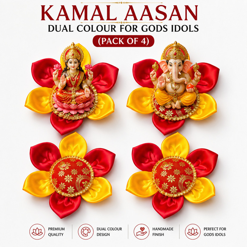 TheVarietyBox TheVarietyBox Kamal Aasan for God Idols Dual Colour Pack of 4 | Lakshmi Ganesh Idol Aasan Dress(Silk, Cotton) - Flipkart Deal