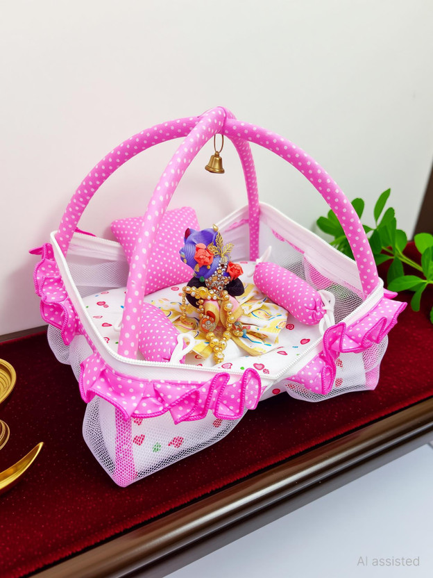 KAMAL CHILD CARE Laddu Gopal Bed 0 to 6 No. Laddu Gopal Ji Jhula, Lord Krishna ji Bed Dress(Cotton)