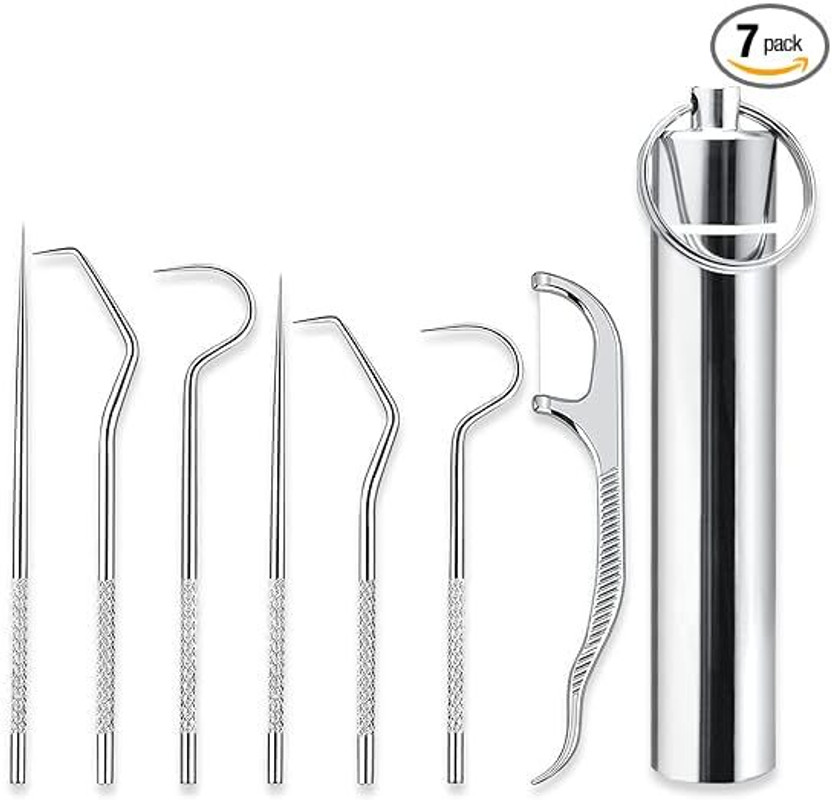 JiyanEcommerce JiyanEcommerce tooth claening kit,Dental Tools, 7 in 1 Stainless Steel Teeth(3.8 cm) - Flipkart Deal