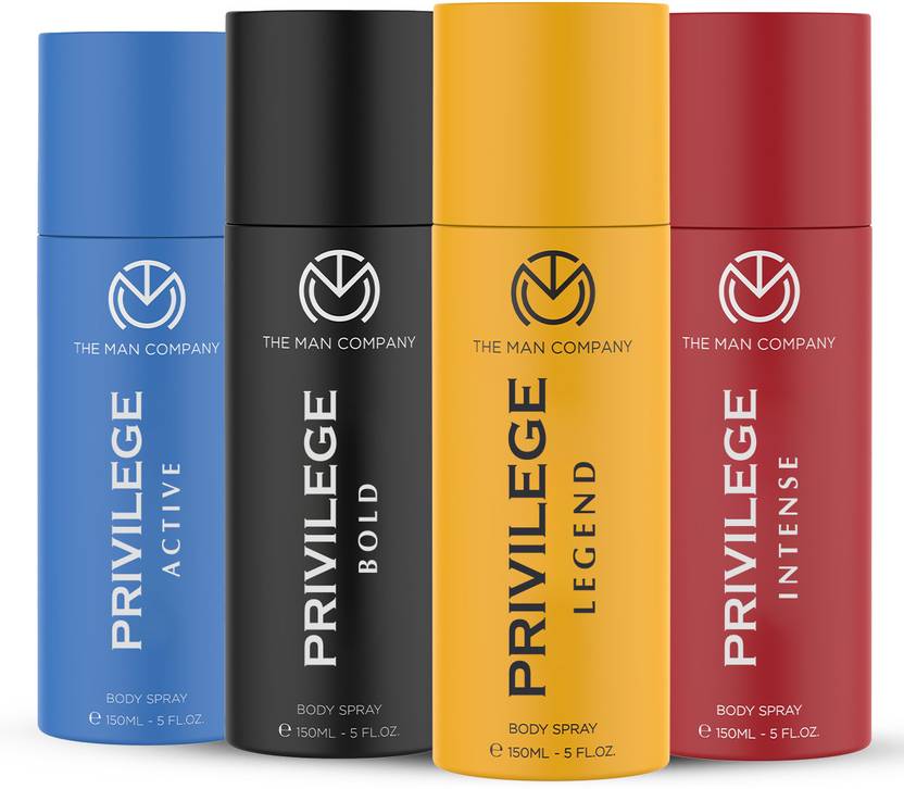 THE MAN COMPANY Privilege Intense , Legend, Bold & Active Deodorant Spray  -  For Men (600 ml, Pack of 4)