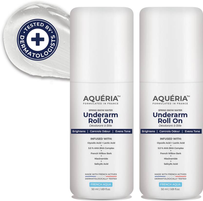 Aqueria Multi Active Underarm Roll On | 5.5% AHA BHA, Niacinamide - Aqua Fragrance Deodorant Roll-on  -  For Men & Women (100 ml, Pack of 2)