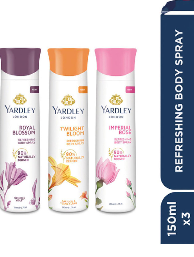 Yardley London Body Spray Tripack Body Spray  -  For Women(450 ml, Pack of 3)