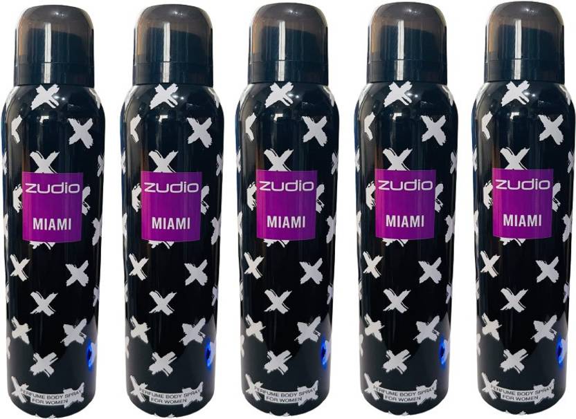 zudio MIAMI WOMEN PACK OF 5 Body Spray For Men & Women Price in