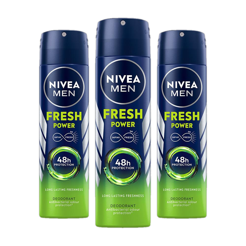 NIVEA Fresh Power Deo Spray, 48h Derma Odour Protection with Citrus, Musk, Spice Deodorant Spray  -  For Men(450 g, Pack of 3)