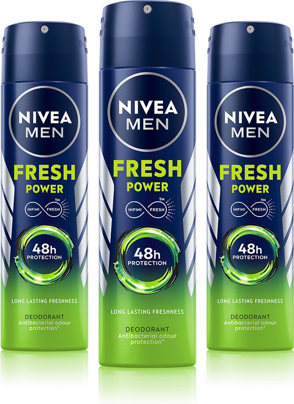 NIVEA Fresh Power Deo Spray, 48h Derma Odour Protection with Citrus, Musk, Spice Deodorant Spray  -  For Men(450 g, Pack of 3)