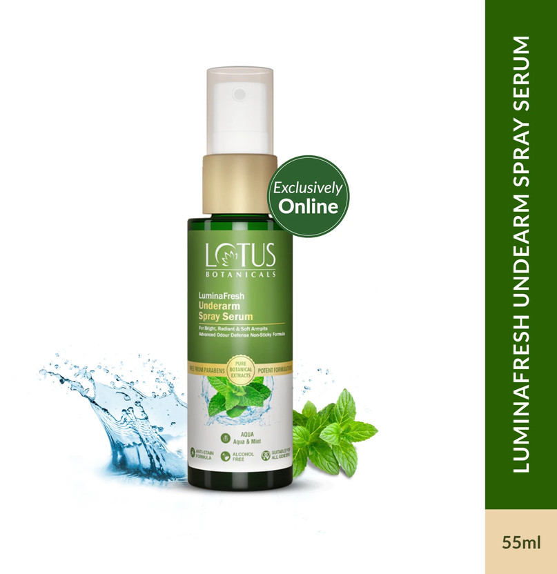 Lotus Botanicals LuminaFresh Underarm Spray Serum, Control Sweat-Induced Odour Deodorant Spray  -  For Men & Women(55 ml)