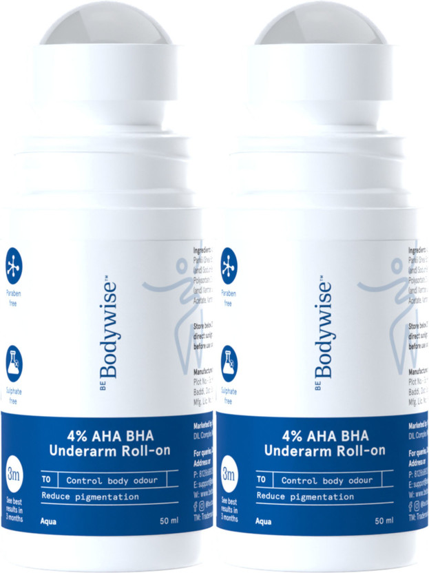 Be Bodywise 4% AHA BHA Underarm Roll On | Reduces Pigmentation & Odour | Aqua Fragrance Deodorant Roll-on  -  For Women(50 ml, Pack of 2)