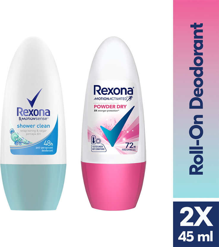 Rexona Shower Fresh/ Powder Dry Deodorant Roll-on  -  For Women(90 ml, Pack of 2)