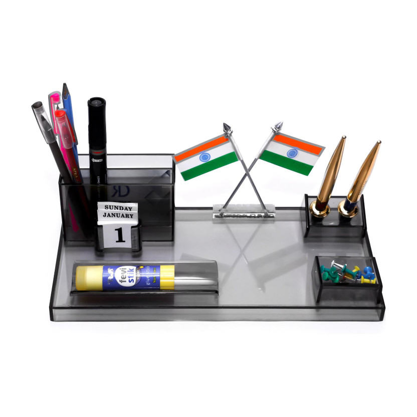 Frik Frik 4 Compartments Acrylic Pen Stand(Smoke Black) - Flipkart Deal