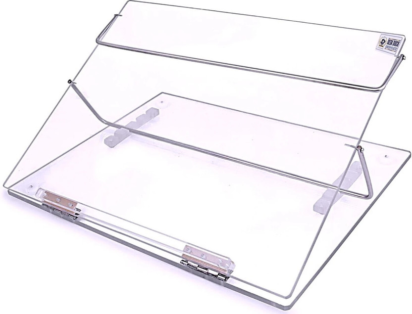 DeskDock 2 Compartments Polystyrene Adjustable Writing Desk (Small Size 15x12 Inches) Easy Reading Desk Portable Laptop Table Top Elevator(Transparents)