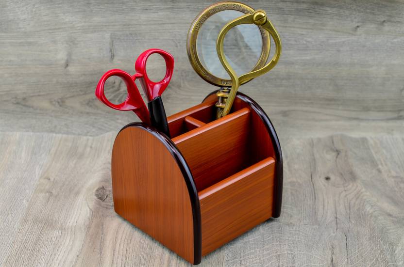 SAILOR's ART 4 Compartments Wooden Rotating Pen Stand