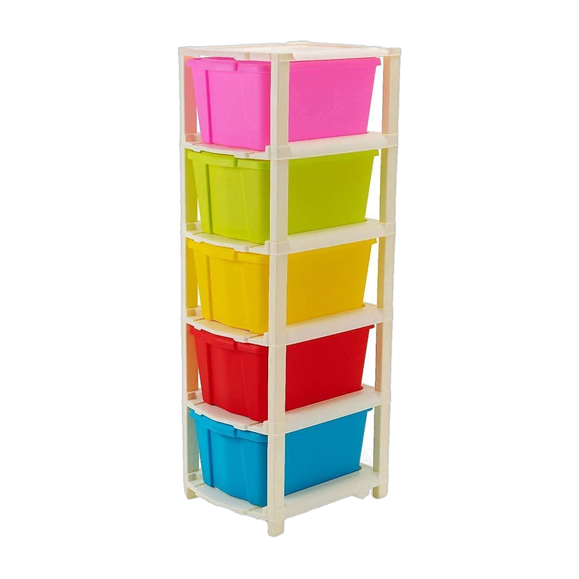 J K INTERNATIONAL 5 Compartments Plastic Modular Drawer(Multicolor)
