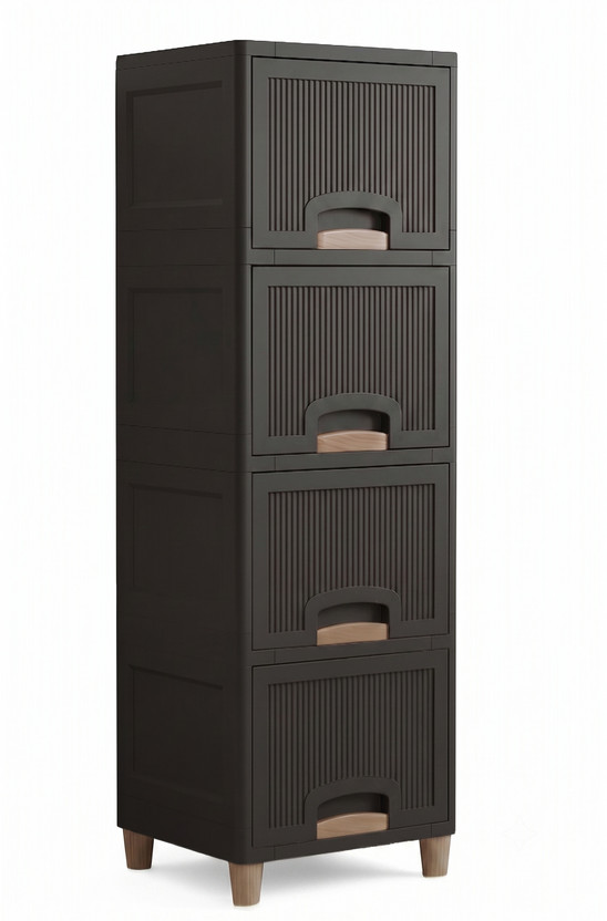 Surety for Safety 4 Compartments Plastic 4 layer drawer Desk Caddies (All-in-One)(Dark Grey)