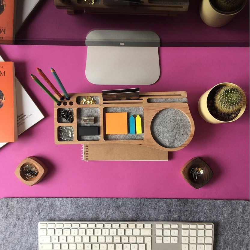 XSOURCE 0 Compartments WOOD Desk Organizer Tray(Beige)