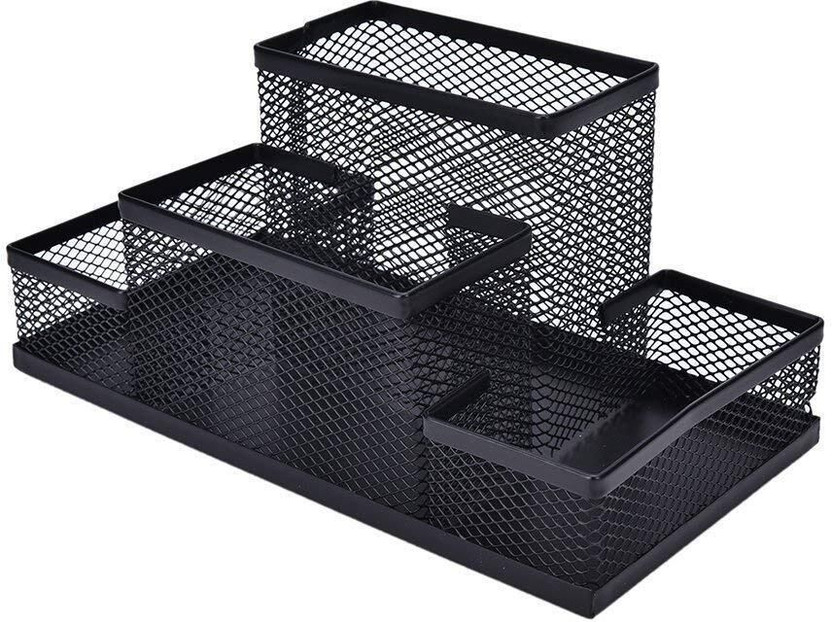 KANTHEE ENTERPRISE 4 Compartments Metal Desk organizer(Black)