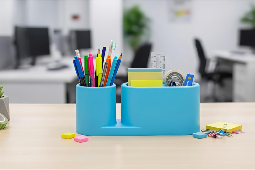 Mdonlinehub Mdonlinehub 2 Compartments Plastic Multipurpose Desk Organizer / Pen & Pencil Holder(Blue) - Flipkart Deal