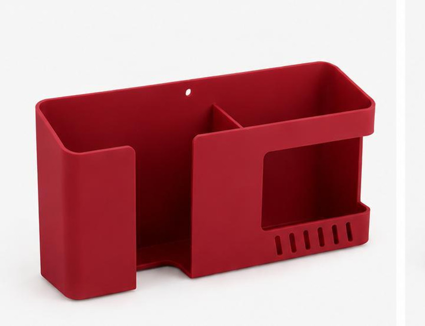 ved ved online mart 2 Compartments plastic Wall Mobile Holder Multi-Purpose Mobile Charging Stand & Key Holder Pack Of 2(Red) - Flipkart Deal