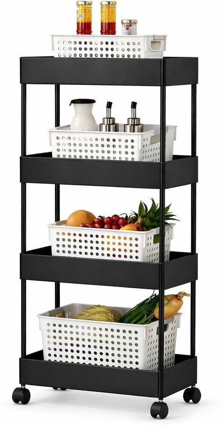 Cantus Black Plastic Kitchen Trolley(DIY(Do-It-Yourself))