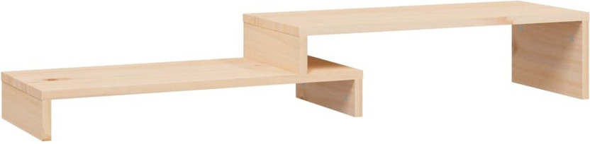 UniAart 2 Compartments Wooden Free Standing Monitor Stand for Desk(Beige)
