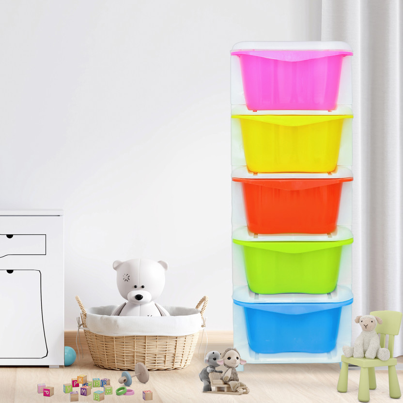 3D METRO SUPER STORE 5 Compartments Plastic Modular Drawer(Multicolor)