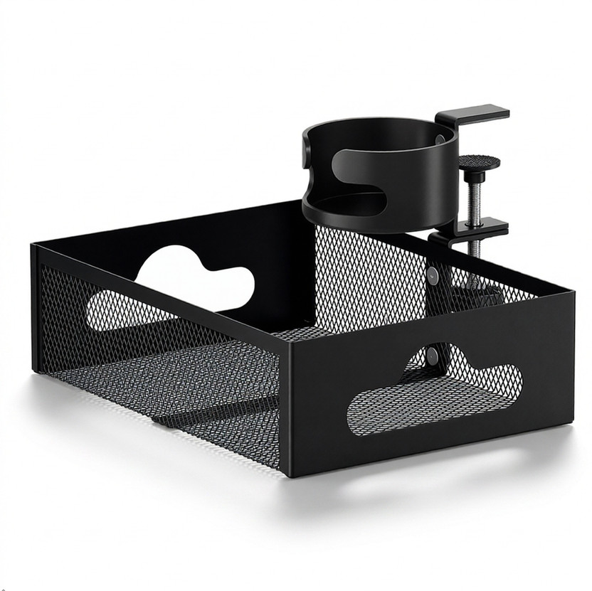 Skelora Skelora 1 Compartments Metal 360 Rotating Drawer with Cup Holder Under Desk Storage Office Computer Table(Black) - Flipkart Deal