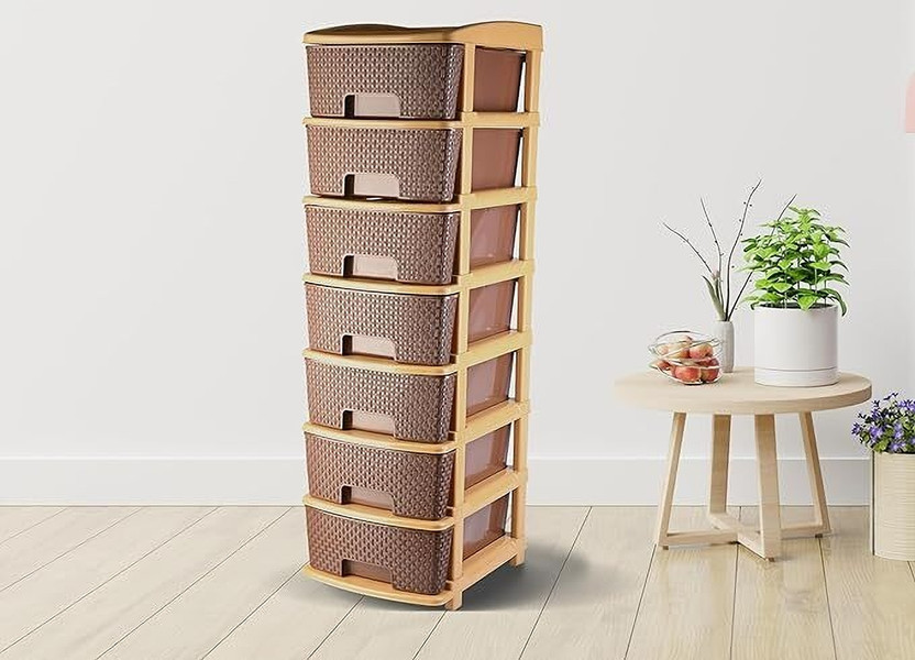 MAHADEV ENTERPRISE 7 Compartments PLASTIC DRAWER(Brown)