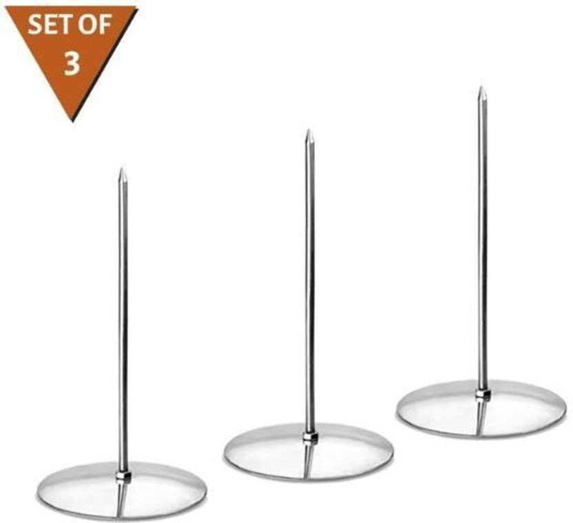 Asra Collections 3 Compartments Steal Desk Organizer, Table token Stand(Silver)