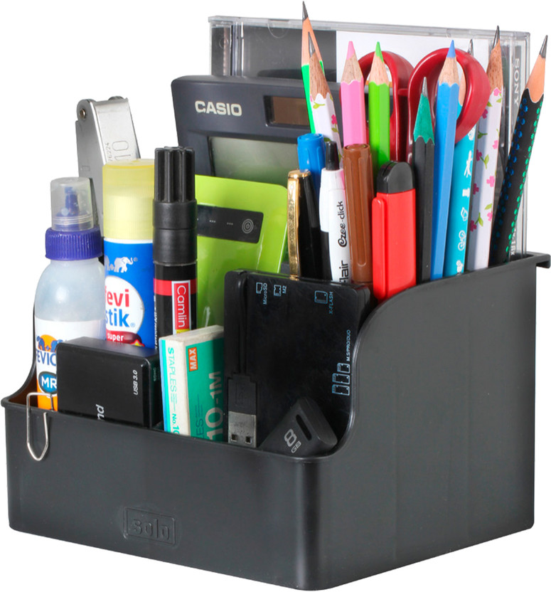 Solo 5 Compartments Plastic Desk Organizer(Black)