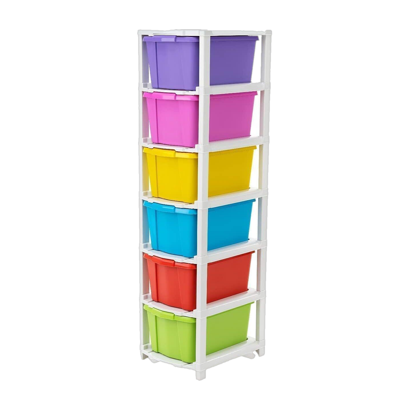 J K INTERNATIONAL 6 Compartments Plastic Modular Drawer(Multicolor)
