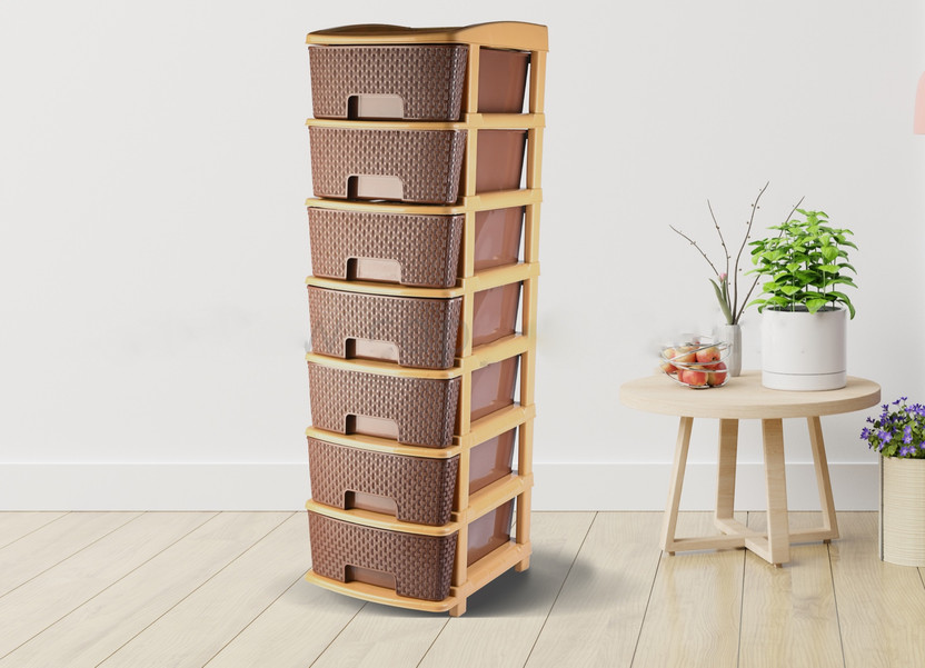 MAHADEV ENTERPRISE 7 Compartments PLASTIC DRAWER(Brown)