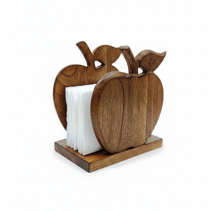 Indian Art 1 Compartments Wooden Desk orgnizer, Tissue holder(Brown)