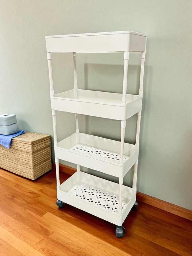 MGKENTERPRISE 4 Layer Rolling Storage Rack with Wheels Kitchen Storage Plastic Kitchen Trolley(DIY(Do-It-Yourself))