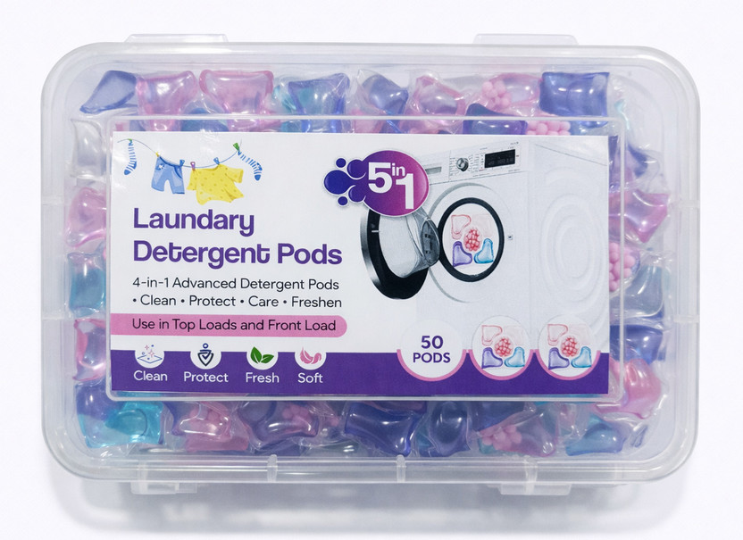 AK HUB 5-in-1 Laundry Pods | Pack of 50 Eco-Friendly Dissolvable Detergent Pods Lavender Detergent Pod(50 Pods)