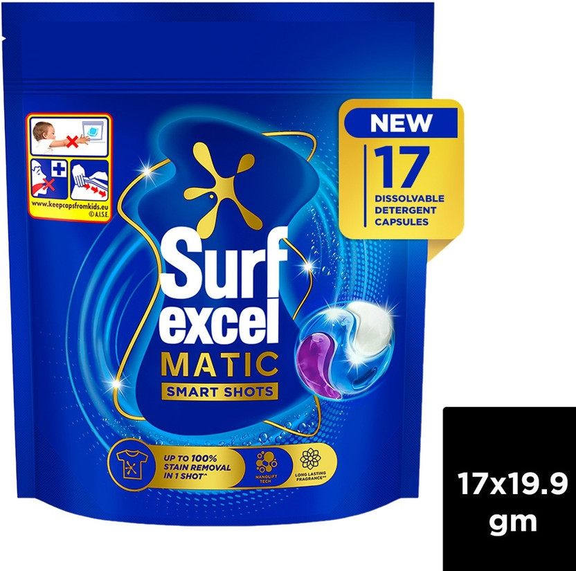 Surf Surf excel 3 in 1 Smart Shots Regular Detergent Pod(17 Pods) - Flipkart Deal