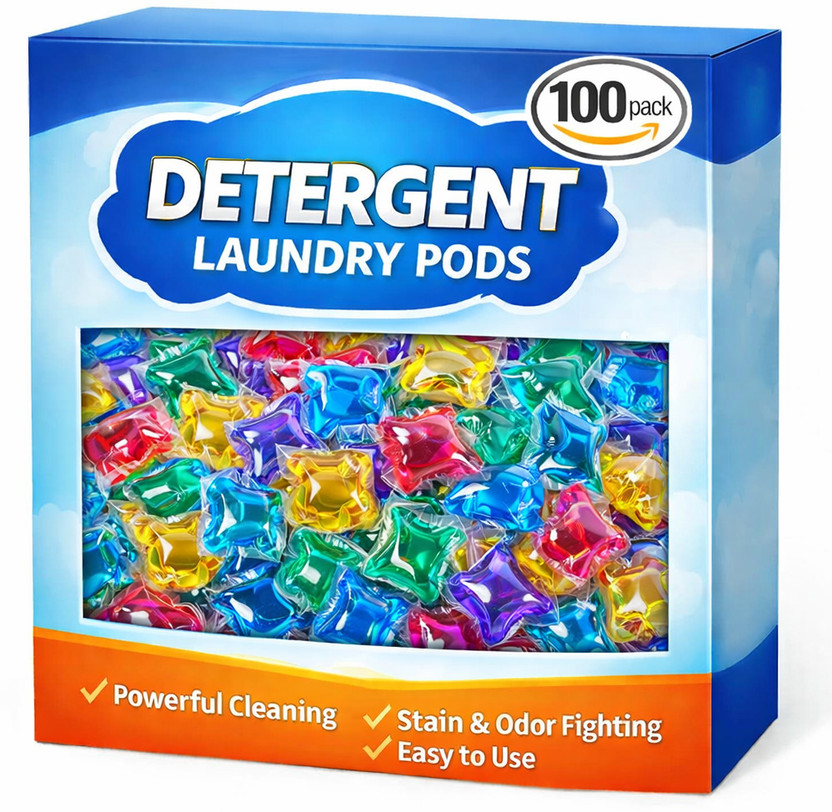 ashv Laundry Liquid Detergent Pods,Sweet Scent,Plant and Mineral Based,Clean Jasmine Detergent Pod(100 Pods)