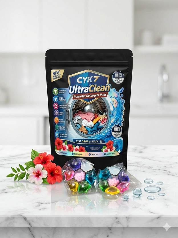 CYK7 7-in-1 (10 gram) Colorful Liquid Laundry Detergent Pods with Fresh Fragrance Lily Detergent Pod(30 Pods)