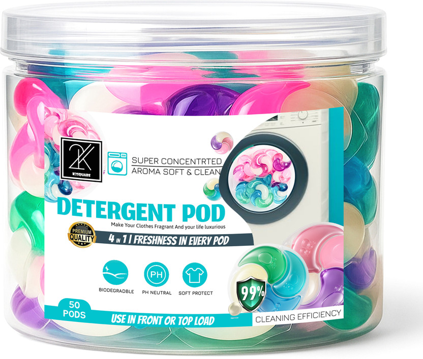K2SQUARE FreshNest Laundry Pods – 8X Cleaning Power Regular Detergent Pod(50 Pods)