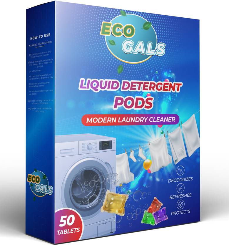 EcoGals Laundry Liquid Detergent Pods for Laundry Cleaning 3 in 1