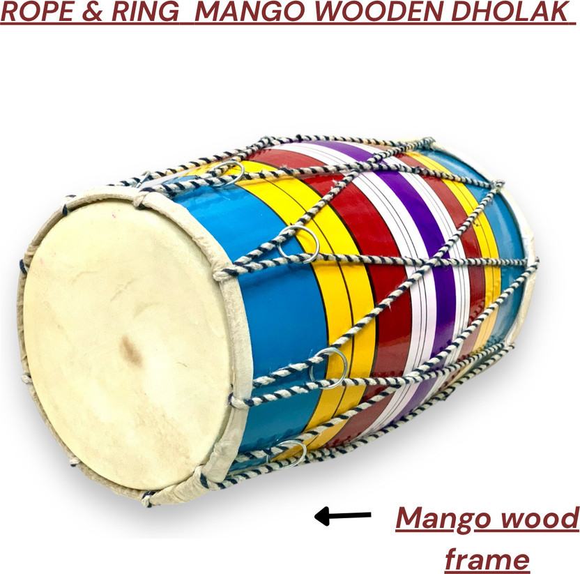Hoorain Traders Rope and Rings baby dholak 12 inches red colour Rope & Rings Dholak(Multicolor)