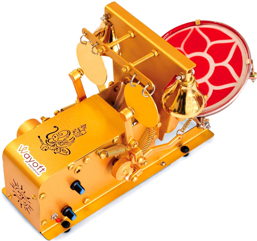 WAYOFT INTERNATIONAL Hanuman Ji 28 God Mantras & Shankh Sound Electric Aarti Machine for Home Temple Nut & Bolts Dholak(Gold)