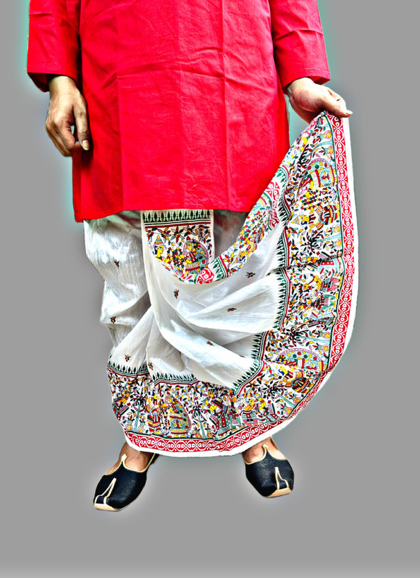 AMIT ONLINE Madhubani Art Print Mour Puccha Graphic Print Men Dhoti