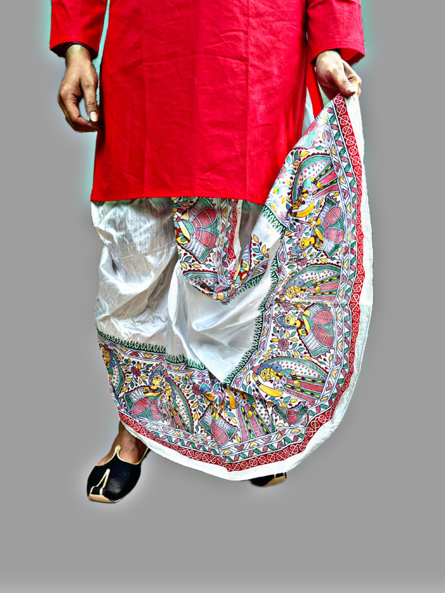 AMIT ONLINE Madhubani Art Print Mour Puccha Graphic Print Men Dhoti