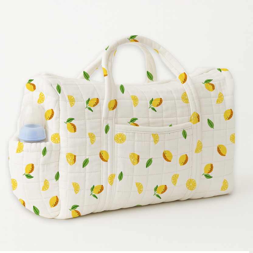 Mom's Home Organic Cotton Baby Essentials Diaper Bag for Mothers | Multi-Utility Travel Diaper Carry Bag(Lemon)
