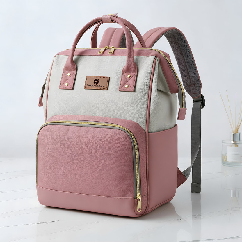 StarAndDaisy Baby Diaper Bag For Mothers Spacious Waterproof Backpack With Multiple Pockets Mothers Maternity Bags for Travel Diaper Backpack(Grey Pink)